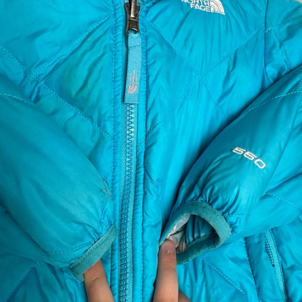 The‎ North Face Kids 2T 550 Down Puffer Jacket Blue Quilted Hooded Winter Coat